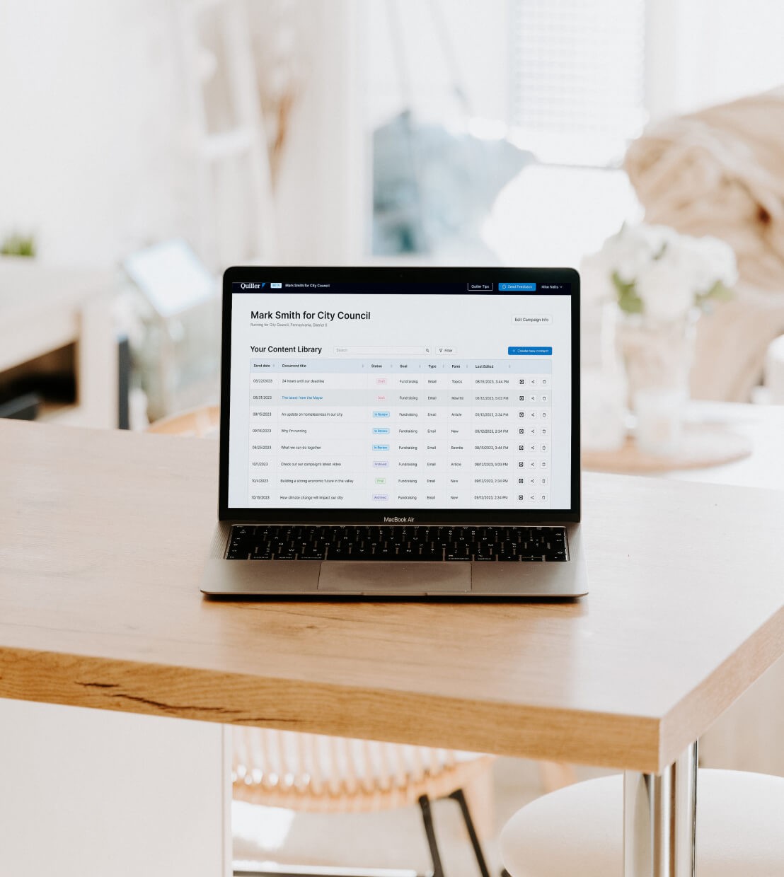 Harmonic software displayed in a laptop computer in someone's home kitchen