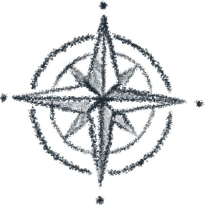 Illustration of nautical star graphic signifying a directional tool like a compass 