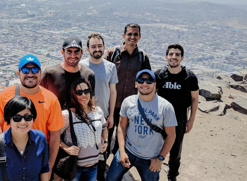 Team members from New York, San Francisco, and Peru hiking in Lima.